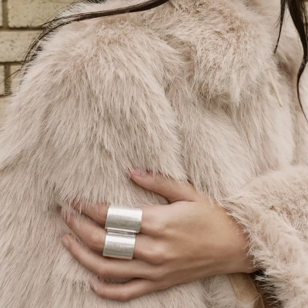 ZARA Double Metal Ring, Silver-tone M